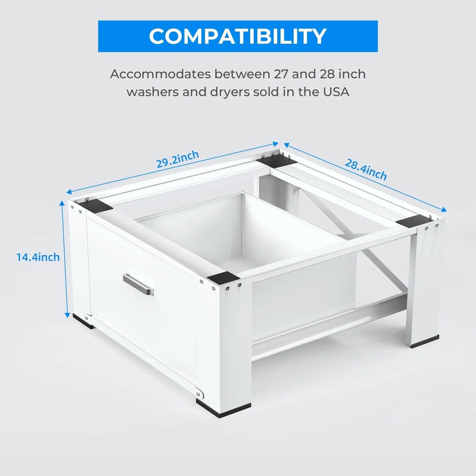 Steel, 29" Stands, Pack 28"× Dryer and Washer Laundry 2 Pedestals, White Inlife Pedestals Heavy Washing Duty Stainless Dual Machine
