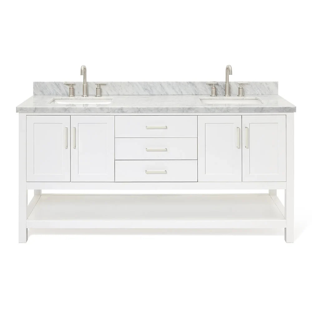 Double Vanity Basin S073dcwrvo Ariel White Set - Free 73" Magnolia Standing