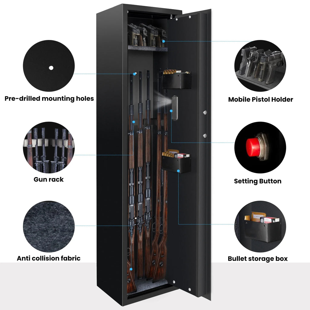 Shotgun 5-7 Rifle, Lock, and Gun Quick Design Safes: Removable Shelf, Bullet Access Password Thickened Cabinet, with Security SULIVES Rack