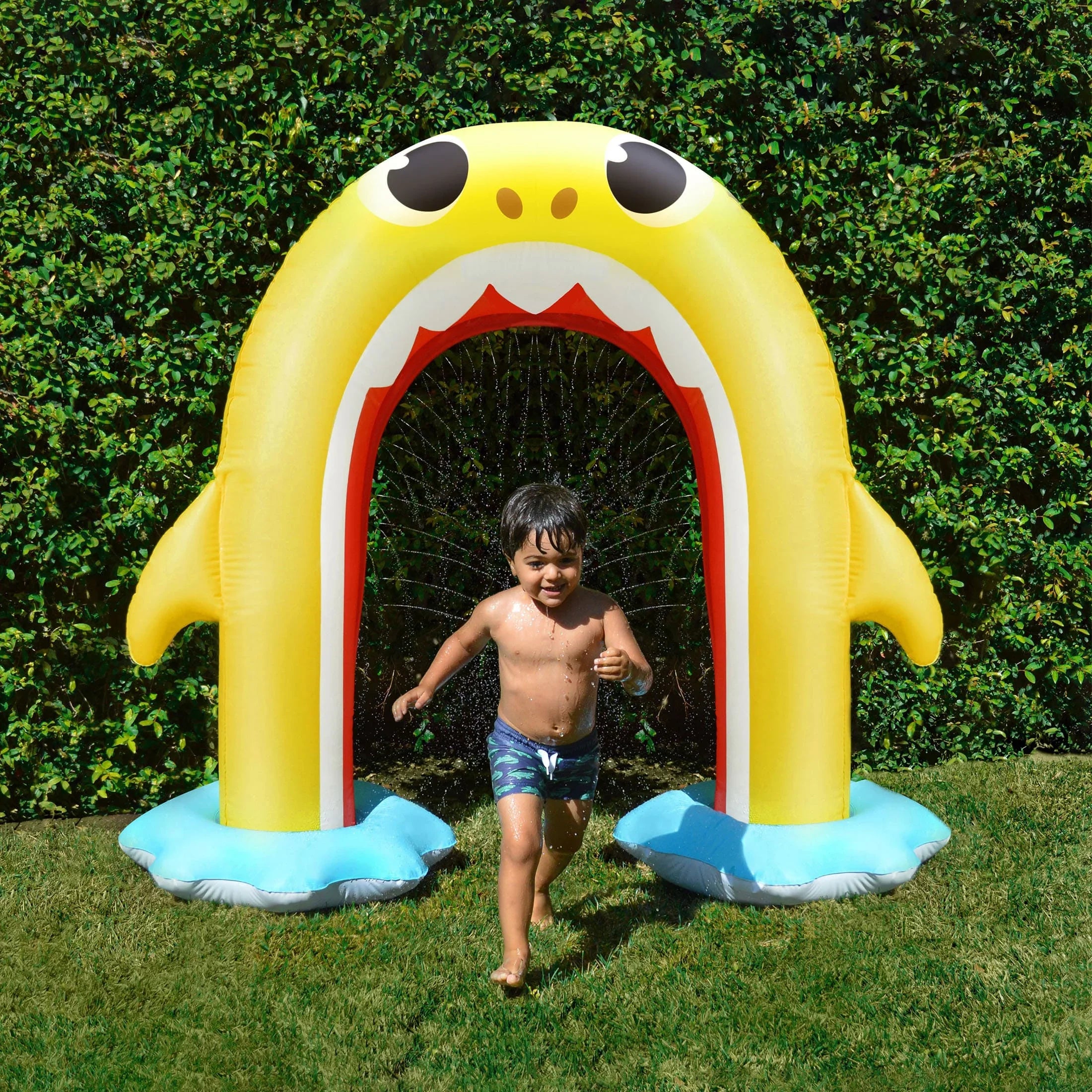 Rainbow 5ft Shark Baby Pinkfong Inflatable Sprinkler (Ages Backyard 2+) Arch, Moisture Summer Fun