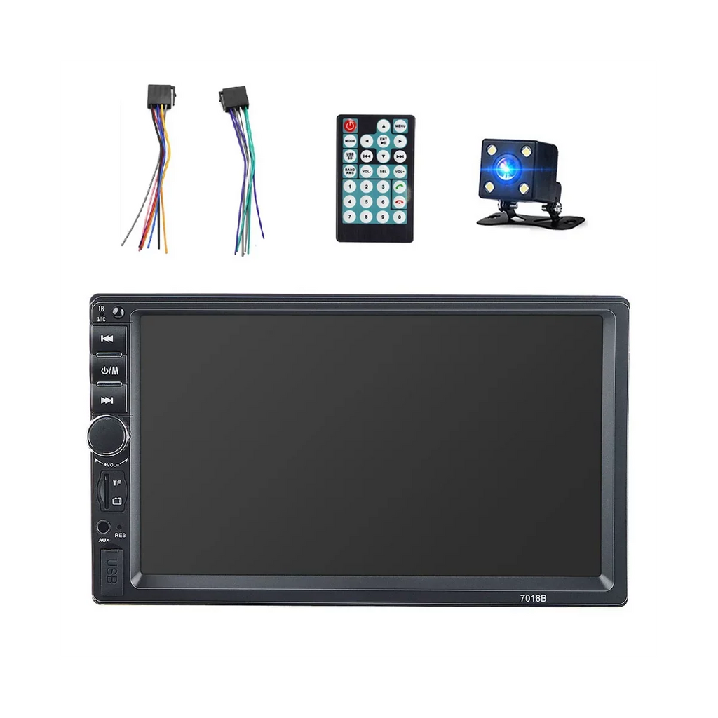 Camera Stereo Car with FM Din 7 Car Bluetooth Mirror Screen Radio Receiver with Backup Radio Link Audio and Inch USB Touch Remote Control Double