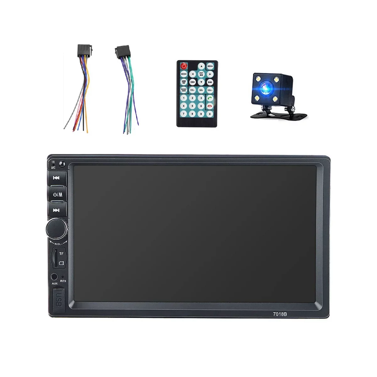 Camera Stereo Car with FM Din 7 Car Bluetooth Mirror Screen Radio Receiver with Backup Radio Link Audio and Inch USB Touch Remote Control Double