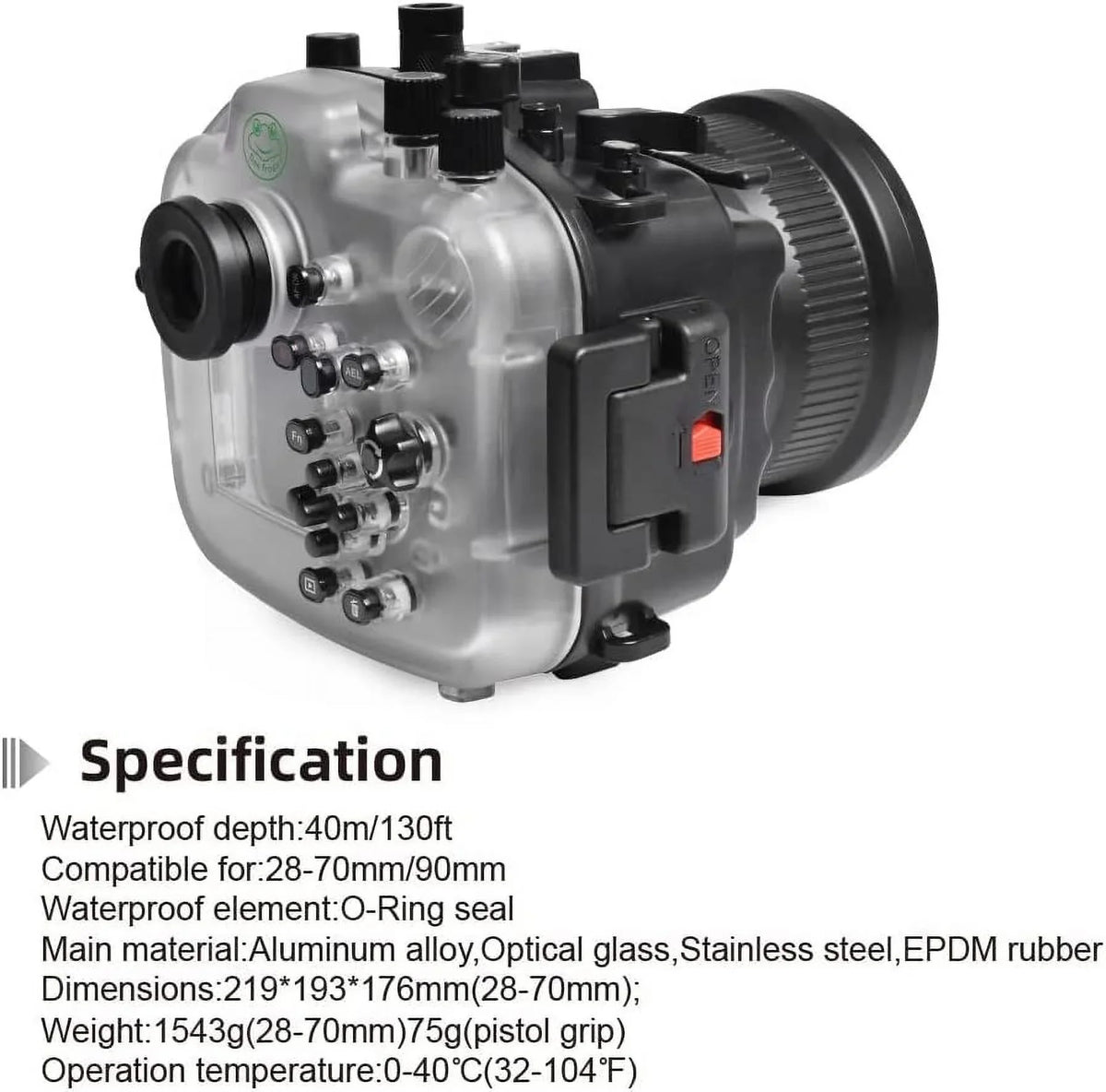 Housing Underwater 24mm 24-70mm F1.4 85mm F4 with 50mm A7R 16-35mm IV F1.8 Seafrogs GM F4 for Camera Compatible 40M/130FT 28-70mm Lens-Black F1.8
