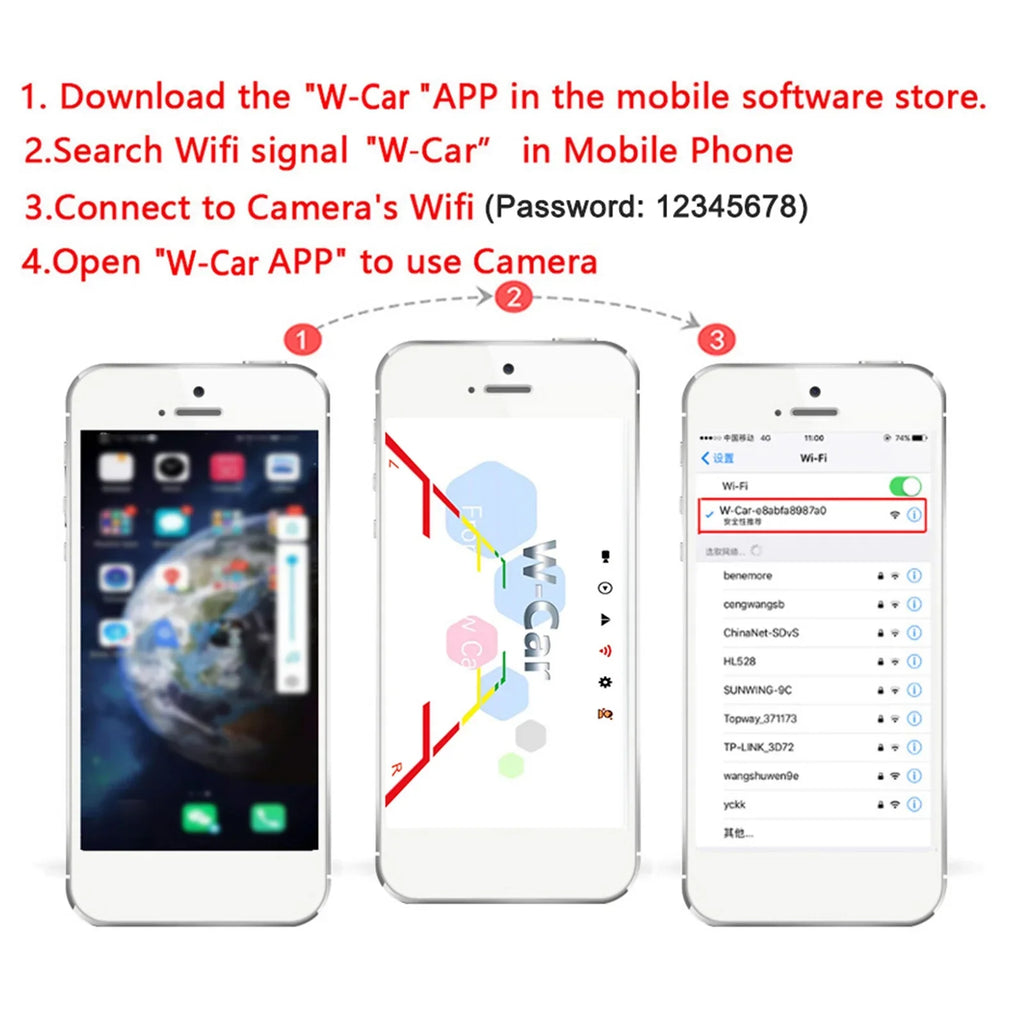 12V~36V Bus HD Car Camera, LED Wireless Camera Wireless Reverse Backup IP67 Automobile WiFi View Monitor Truck Rear Reversing Vision Night Waterproof