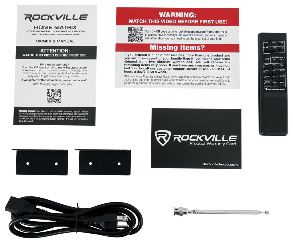 Rockville Home 8" (8) Ceiling Speaker w/ System Receiver Speakers+4-Zone 4-Room