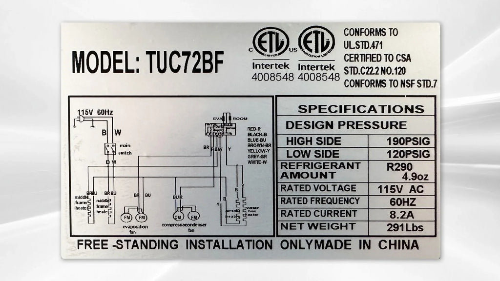ft. 16.6 Undercounter Door 72 Freezer Commercial Three in. cu.
