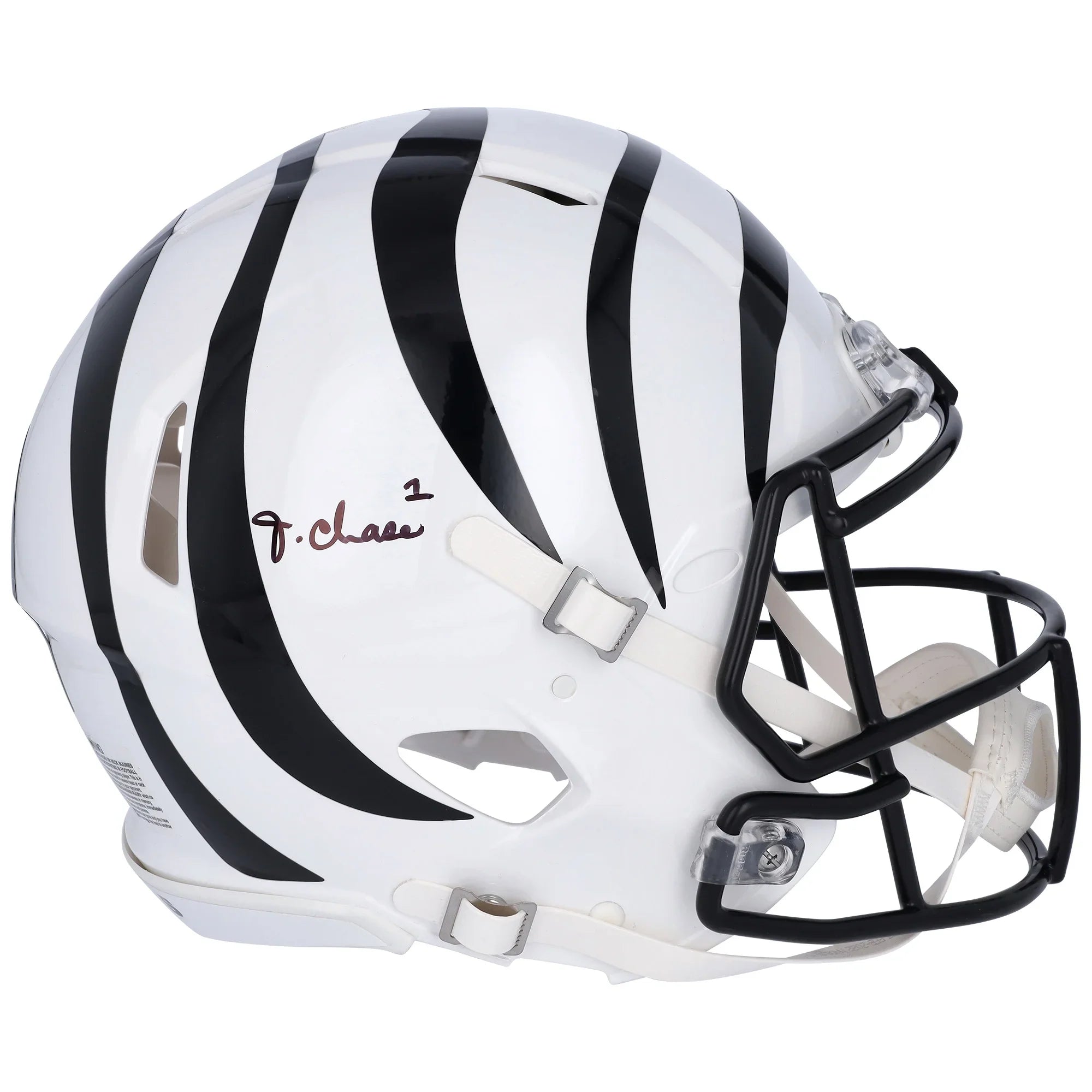 Field Authentic Riddell Chase Speed Cincinnati Alternate 2022 Ja'Marr Helmet On Autographed Bengals