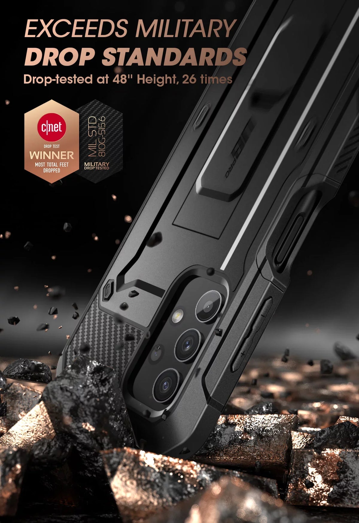 Version], with & Fit Pro (Black) Case Protector Case for SUPCASE [Not Kickstand Series Galaxy Full-Body Rugged Designed Beetle Holster Screen 5G Built-in Unicorn A32 4G