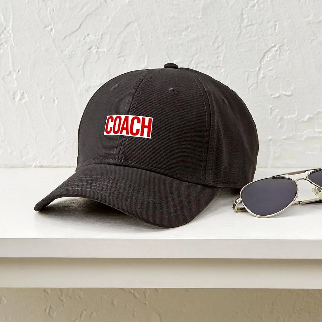 '- Black (Red) Baseball Cap - Printed Cotton Canvas Black Hat CafePress Coach Adjustable