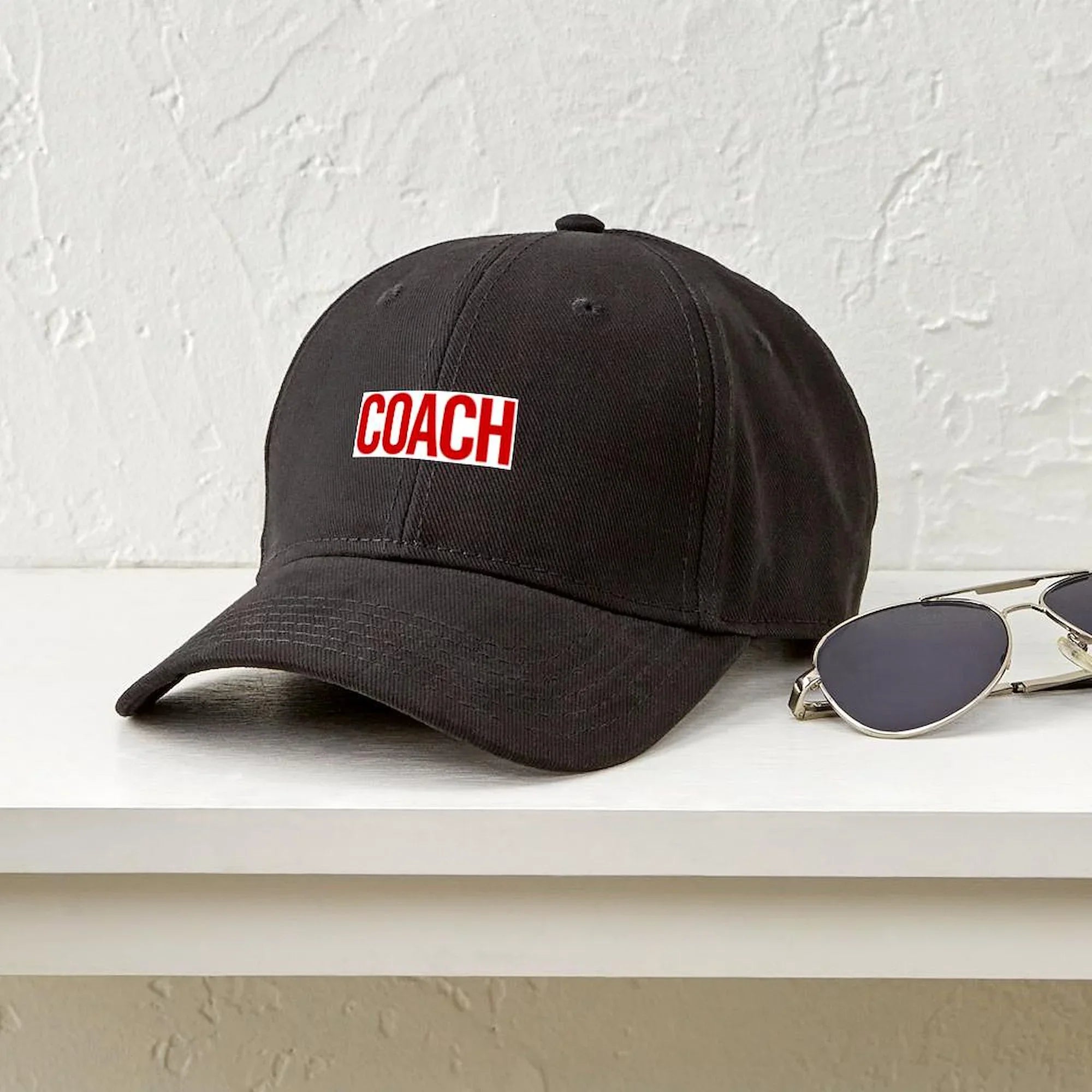 '- Black (Red) Baseball Cap - Printed Cotton Canvas Black Hat CafePress Coach Adjustable