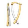 Adults Earrings; and for for 14kt and Teens; Hinged Two-tone Women Real Tube Men