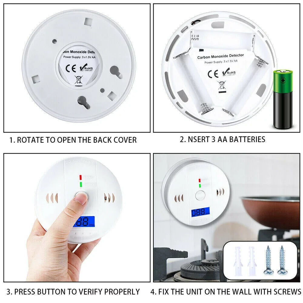 Monoxide Carbon Alarm Battery and Monoxide Carbon Detector, Bedroom for Powered House