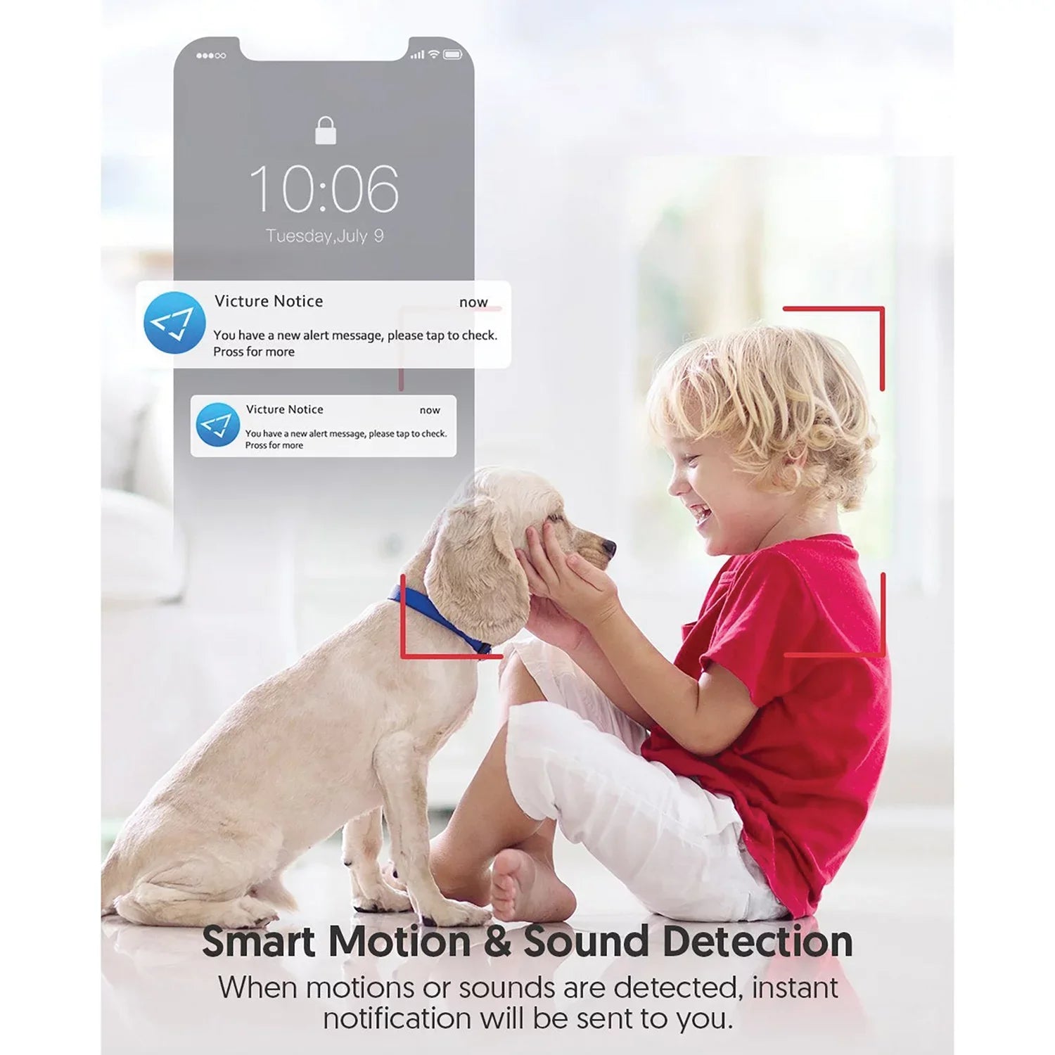 Vision, with Baby WiFi Night Home Smart Security 1080P White Indoor Victure Color Monitor, Camera