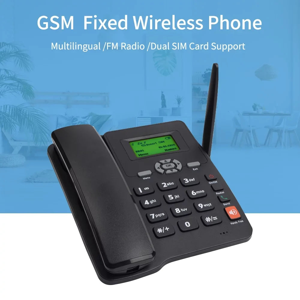 Telephone Home Bisofice Cordless Dual Office GSM for Phone Use SIM and Desktop and with Set Support Cards