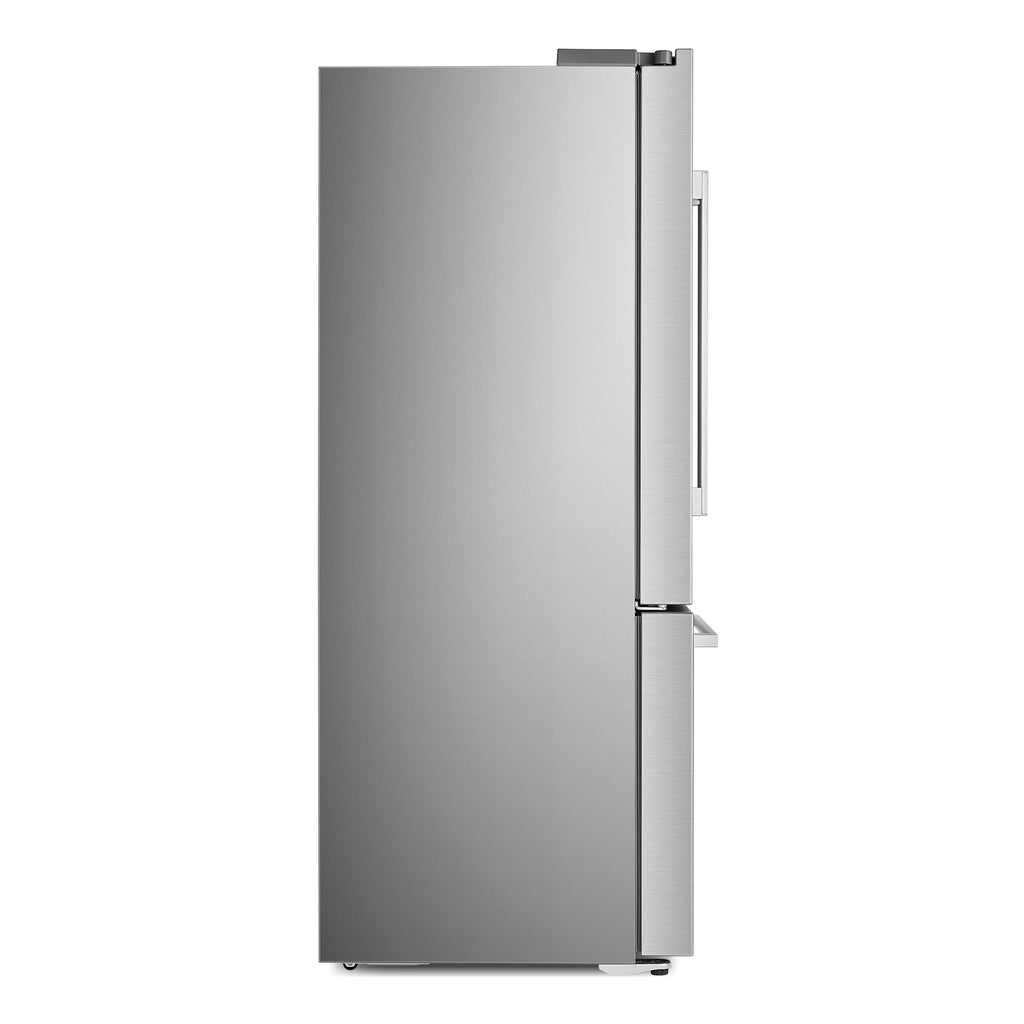 in ft. French Stainless Door Dispenser 3-Door Steel cu. Refrigerator 22.4 Moisture