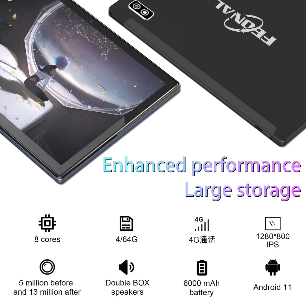 Bluetooth Cellular 64GB Octa 4GB Tablet Android Ram Tablet 10" Arm Wifi Gps Core 11 Keyboard with Rom