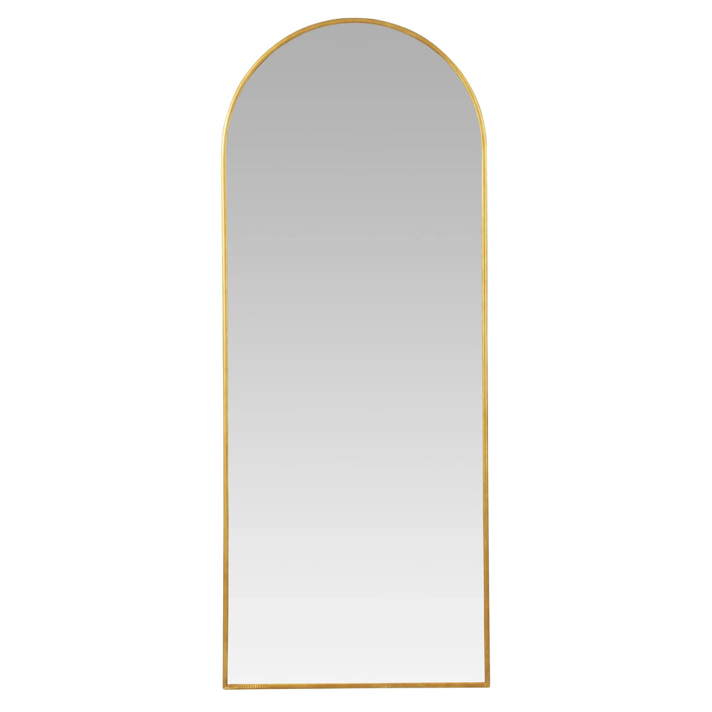 Nadia Mirror Floor Modern Arch Gold Metal 70"x28" Glam