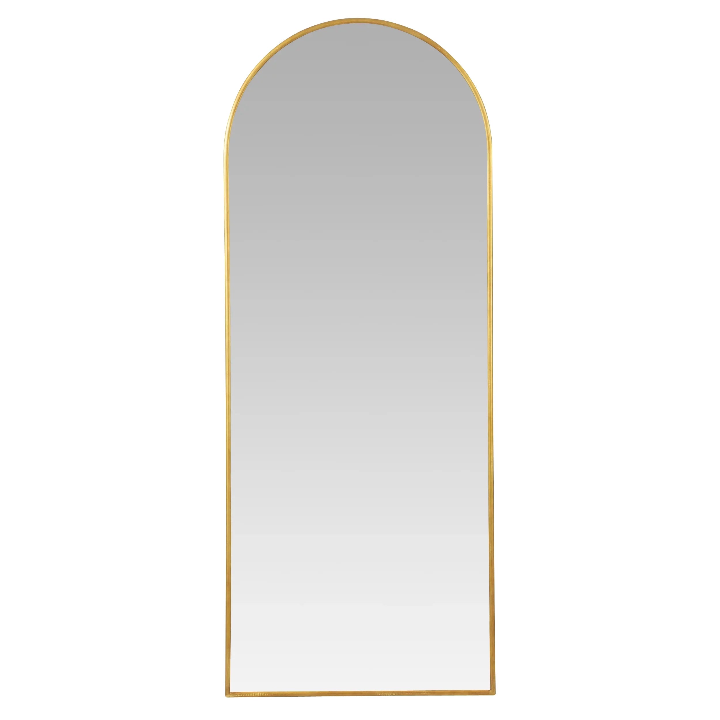 Nadia Mirror Floor Modern Arch Gold Metal 70"x28" Glam