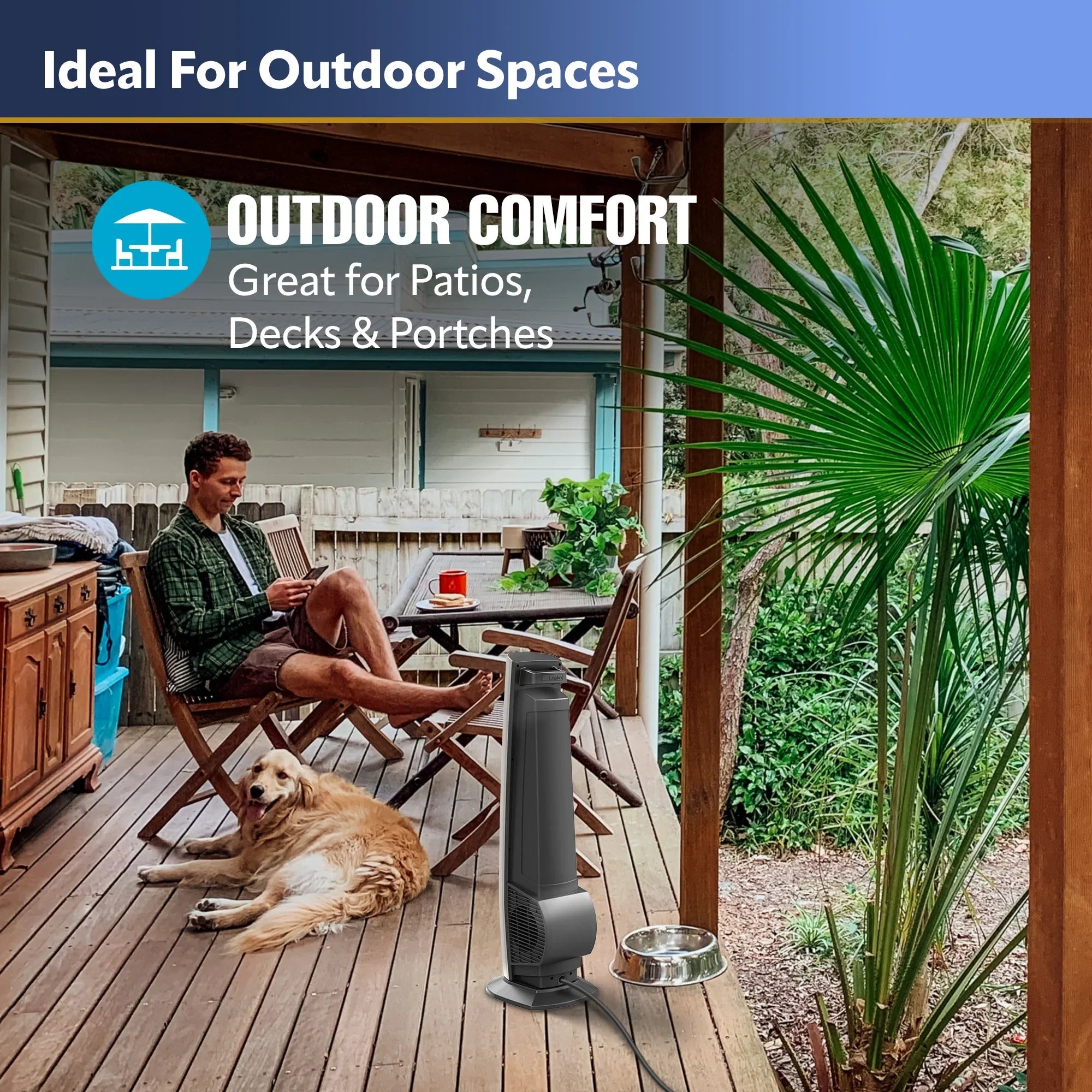 Living for and Outdoor Fan Decks YF202, New Tower Speeds, with Patios Beige, 42" 4 Lasko