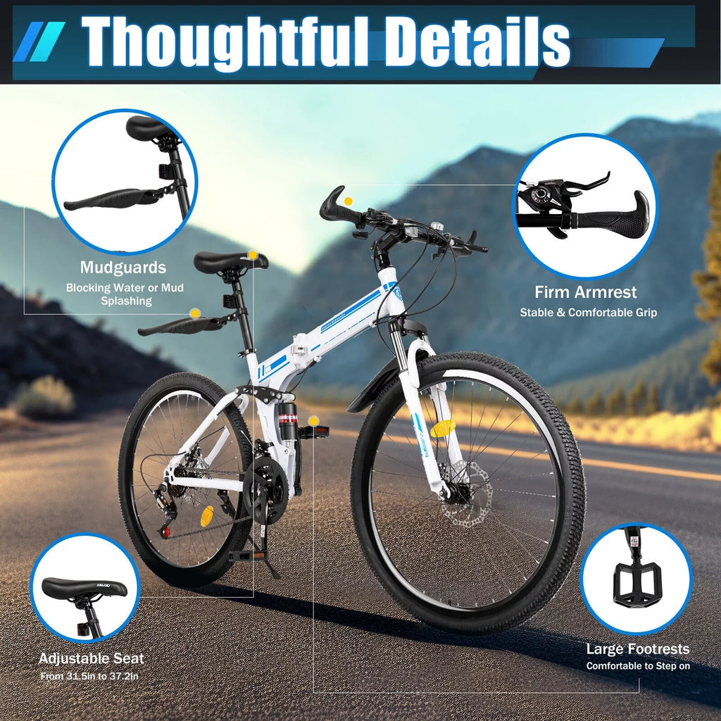 Disc Brake Mountain Speed Dual School 26" Bicycle Folding 21 Men Bikes Bike