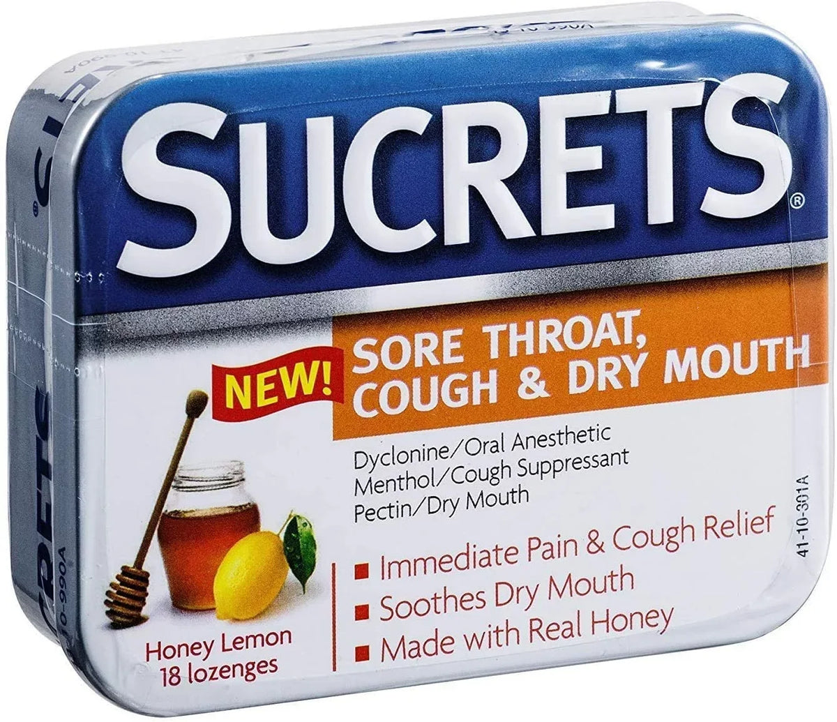 Sore Mouth Cough Lozenges, ea 18 Sucrets 4) Throat, Lemon & Honey Dry of (Pack
