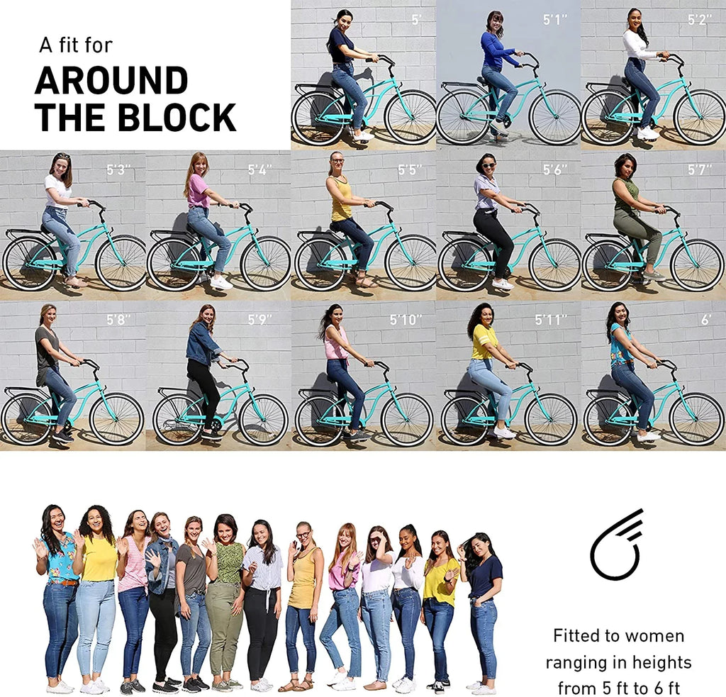 and Mint Green Block Bicycle Around Single-Speed with Cruiser Grips 26" Seat Wheels Black Beach The Women's sixthreezero