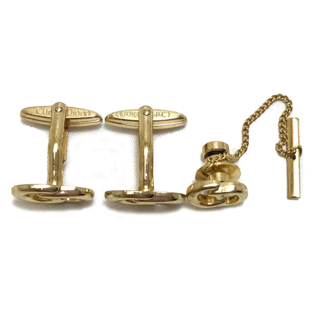 Pre-Owned tie cuff gold set (Good) men tack Dior Christian