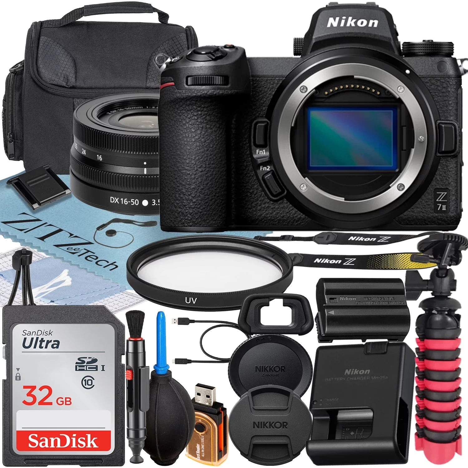 '+ 16-50mm Nikon Z Case + Mirrorless Memory Filter Card Accessory with Zoom Camera Lens + SanDisk Bundle ZeeTech Z7 32GB +
