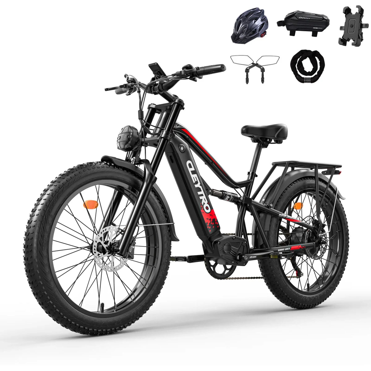 mountain fat bike, electric snow battery, absorbers, shock tire Adult brakes, beach electric double bike electric 7-speed 52V motor, bike double 750W 26*4 inch 19Ah
