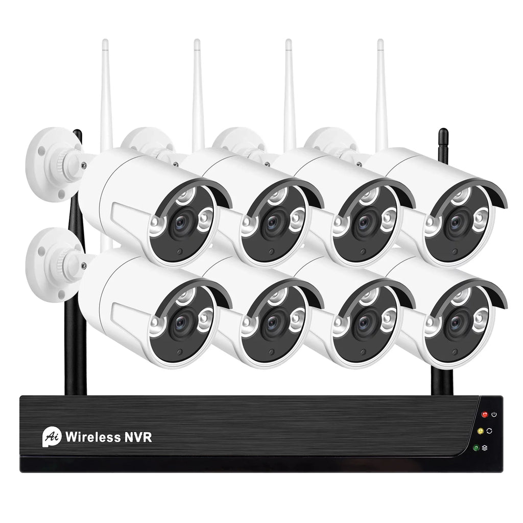 Motion 8CH Remote Hard exterior 8PCS Night with Tuya NVR No Smart Indoor MIXFEER Cameras Alert, Access, CCTV System, Camera 1080P Wireless Vision, 2.0MP 1080P 8Channel App 1080P IP + Drive