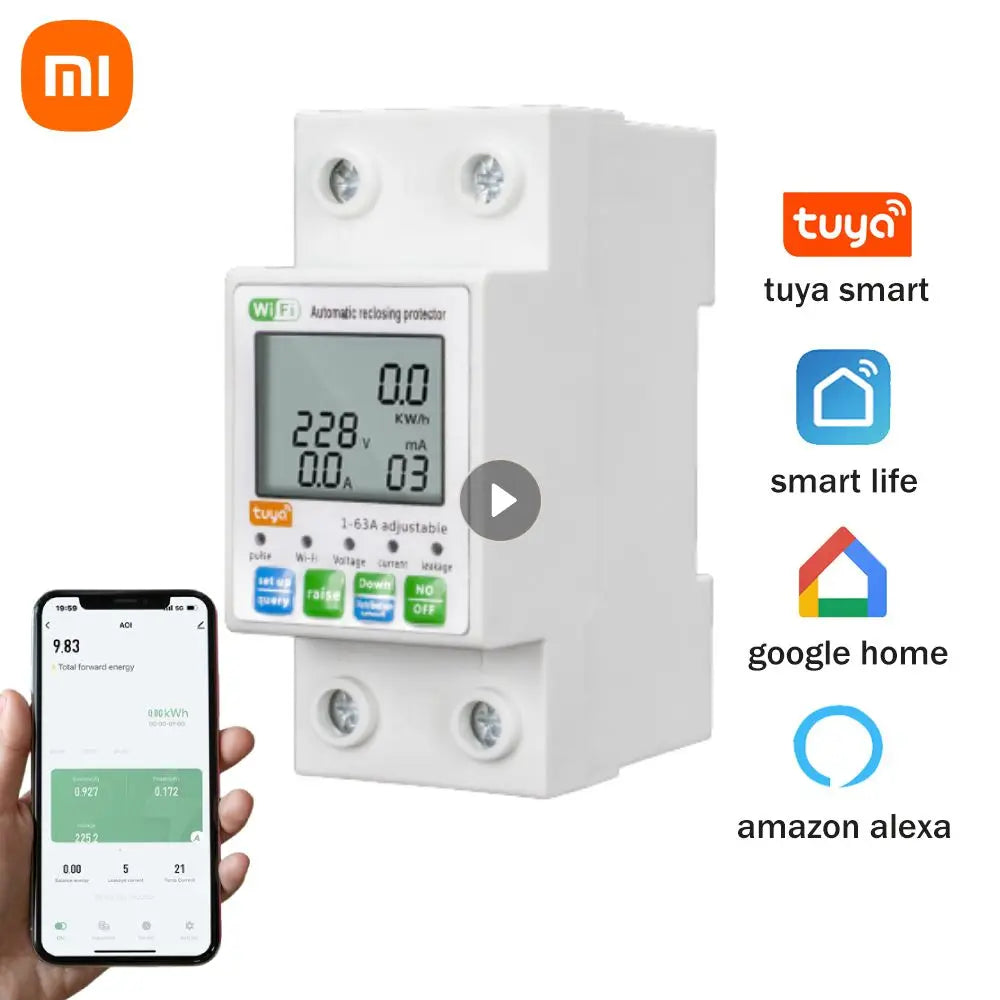 Google Din Xiaomi Life Timer Rail Alexa 220V 63A Energy Wattmeter Smart Meter Meter Smart Home Power 110V Monitor KWh Alice