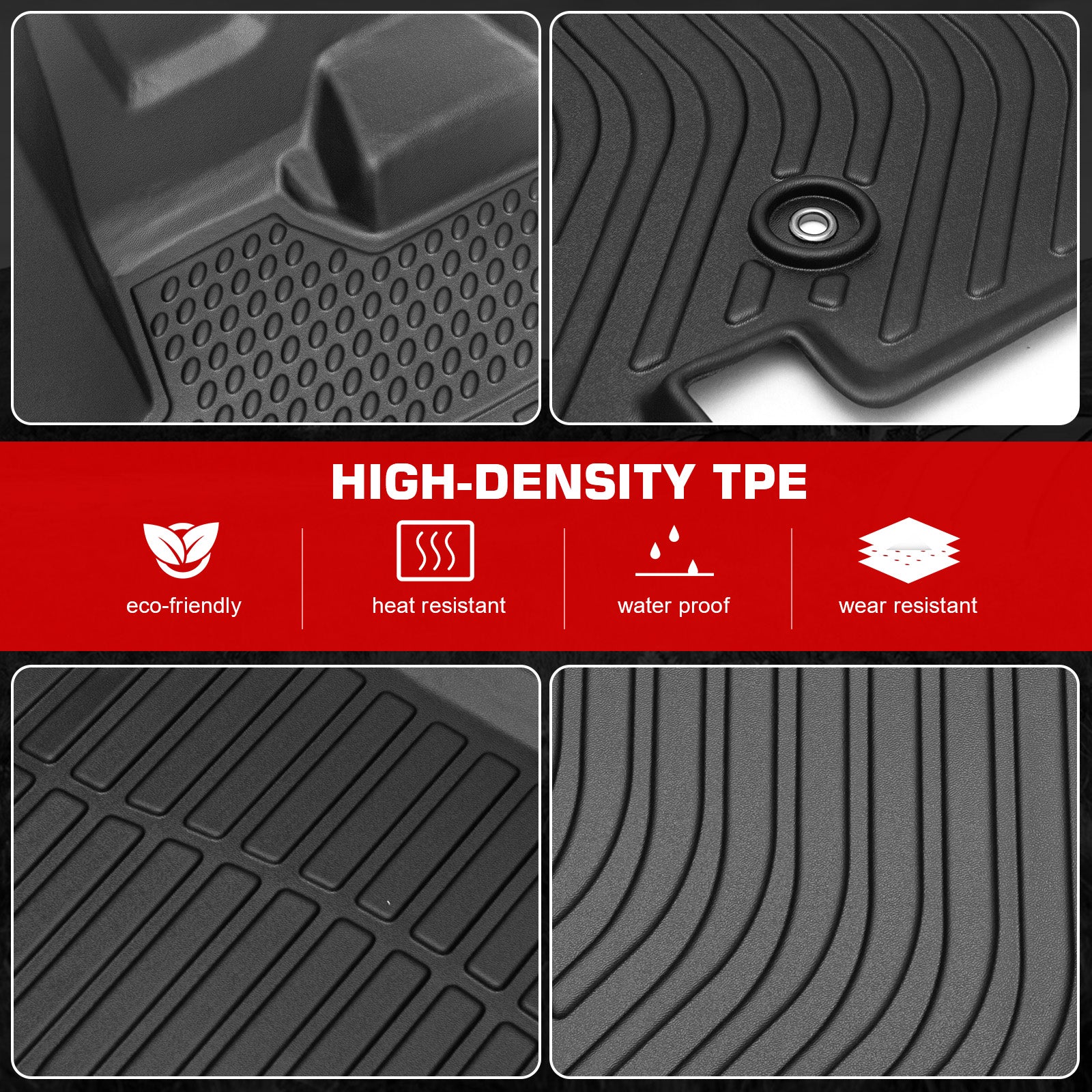 With Mats Black 1st All Rear Liner Caravan Motorsports Row Chrysler Country 3D Car Floor 4PCS Protector 2008-2020 Fits Molded 2008-2016 Carpets Climatic Dodge Town Ikon Grand Front 3D 2nd &