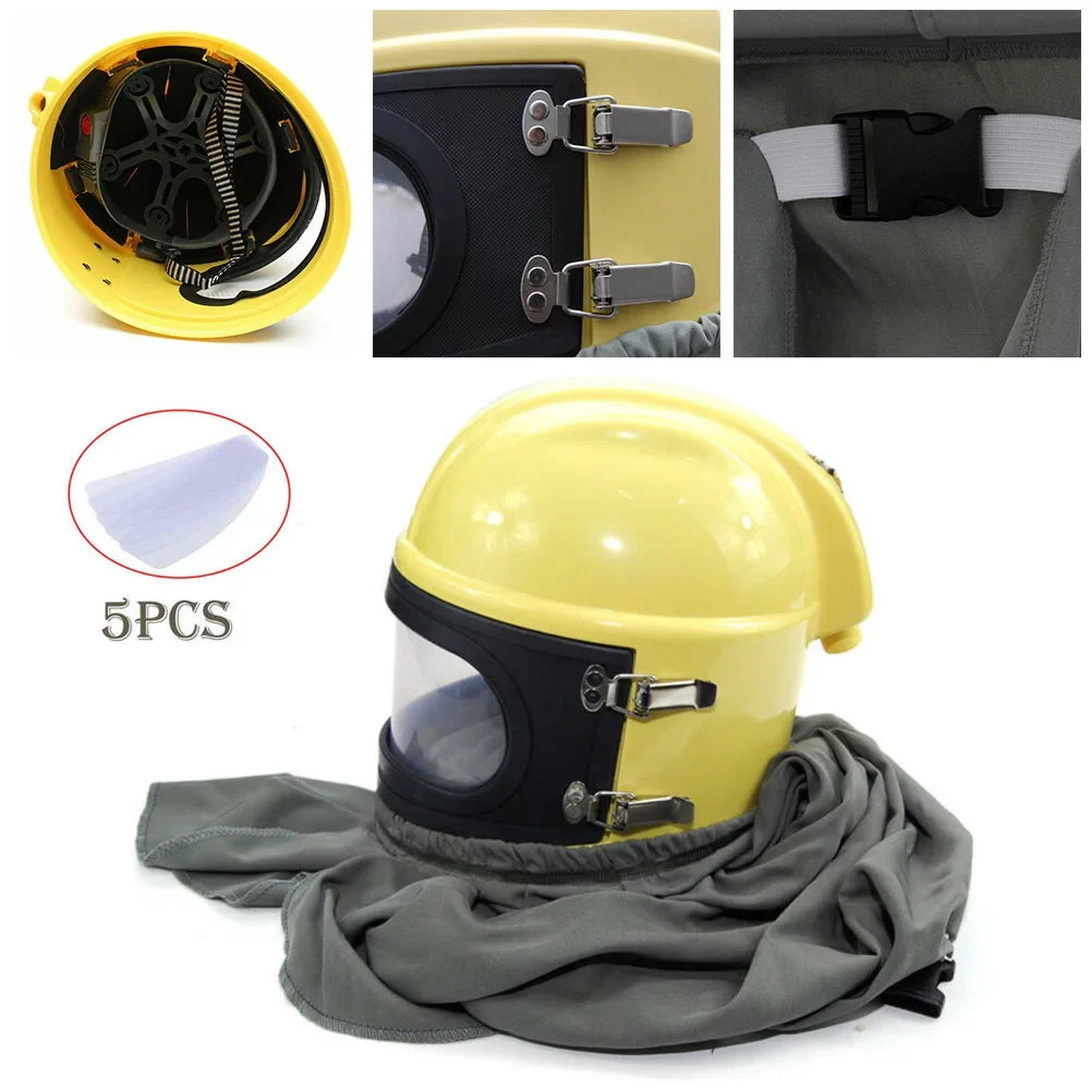 Protector Safety Sand Sandblast Helmet Yellow Hood Supplied Blast