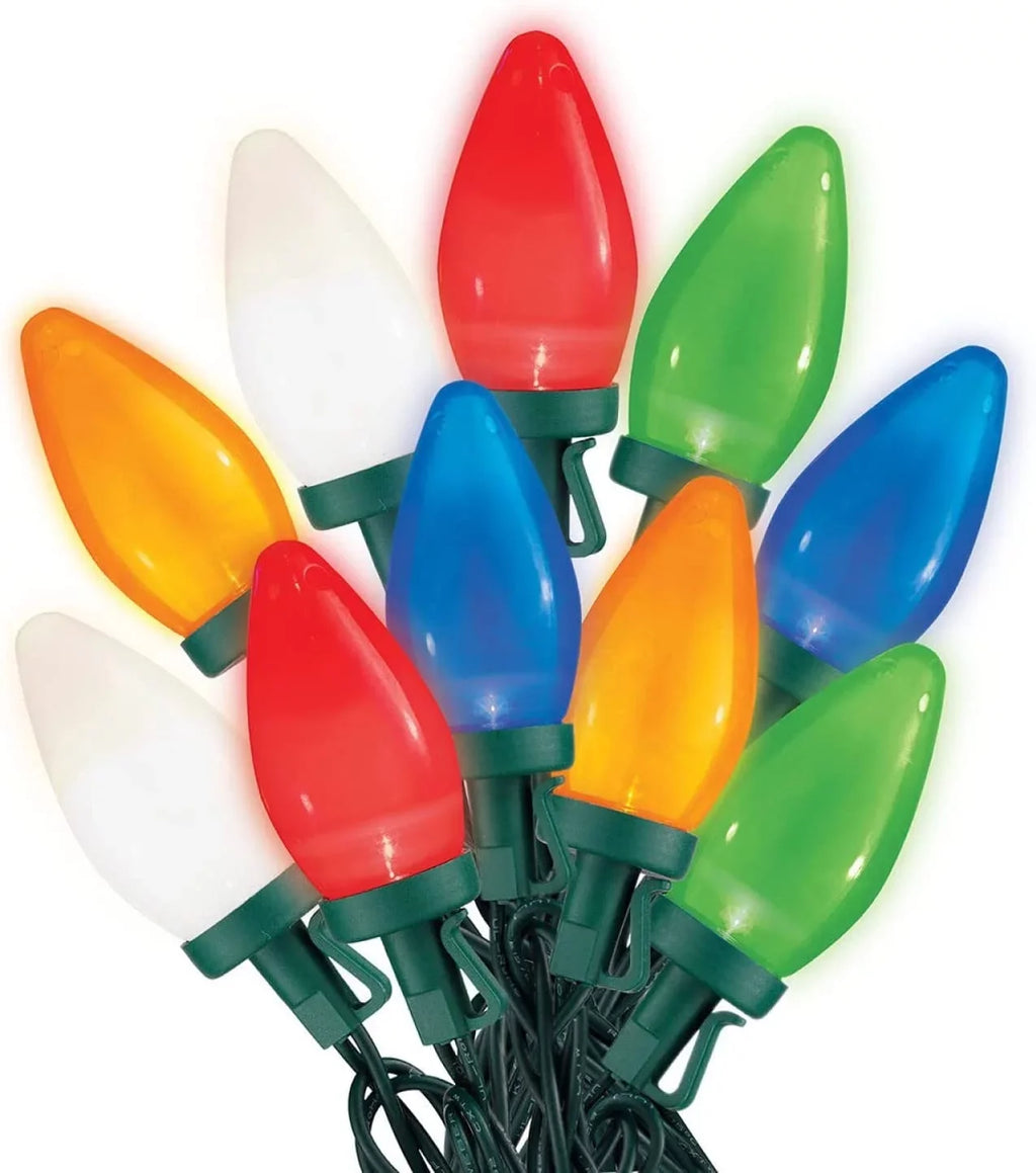 C9 Lights. Lights / Length 32.6 Lights 50 Each Sets Stay-lit Platinum Indoor/Outdoor Sylvania - Christmas String m of 2 9.9 ft