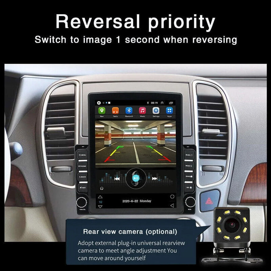 Screen Stereo Reversing Input Navigation Touch KingFurt Radio Music Camera Car 9.7" Universal Bluetooth