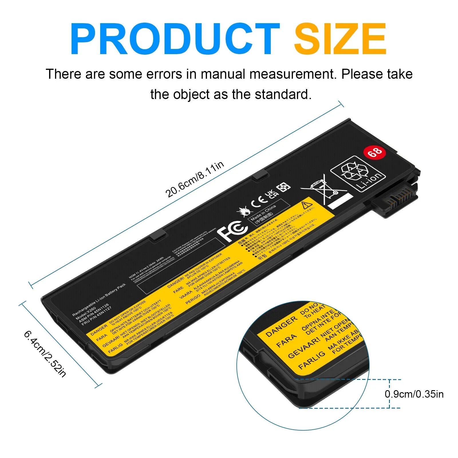 T450 X250 Lenovo ThinkPad For X240 X260 T440 T460 24Wh Battery 68+