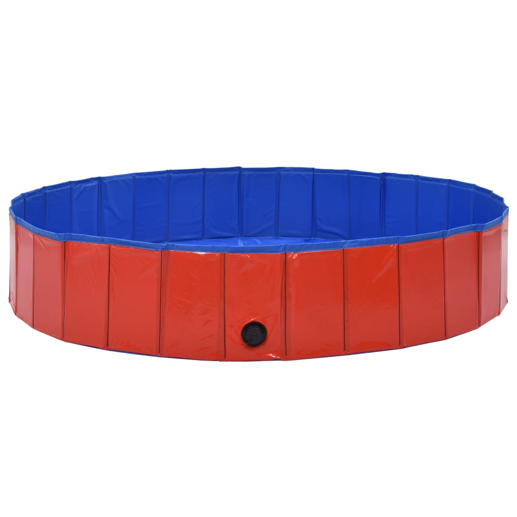 PVC Red Foldable Swimming Dog 63"x11.8" Pool