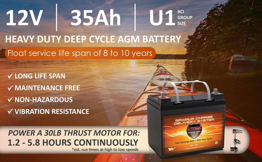 35AH Motorguide Vmaxtanks Bulldog U1 Trolling 12V for V35-857 Motor 40 Battery