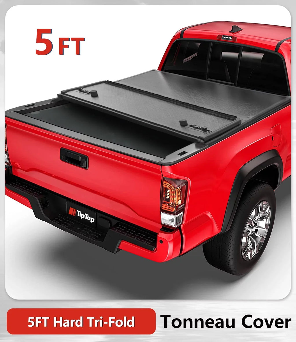 Tri-Fold With Hard Bed FRP |For On (60.3") The Deck 5ft Without 2005-2015 Tacoma Top | System| TPM3 Tonneau Cover Rail TIPTOP Truck or For Bed Models