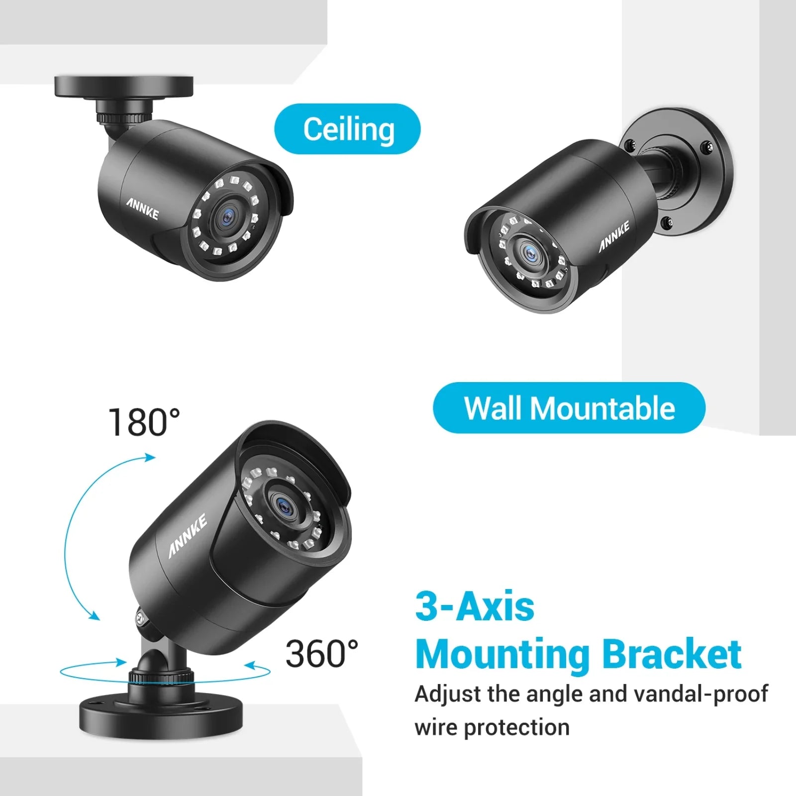 Camera 4 Security Outdoor Home Moistureproof, Pack Indoor, Surveillance 1920TVL, 1080P Vision, Night/Day Camera Bullet IP66