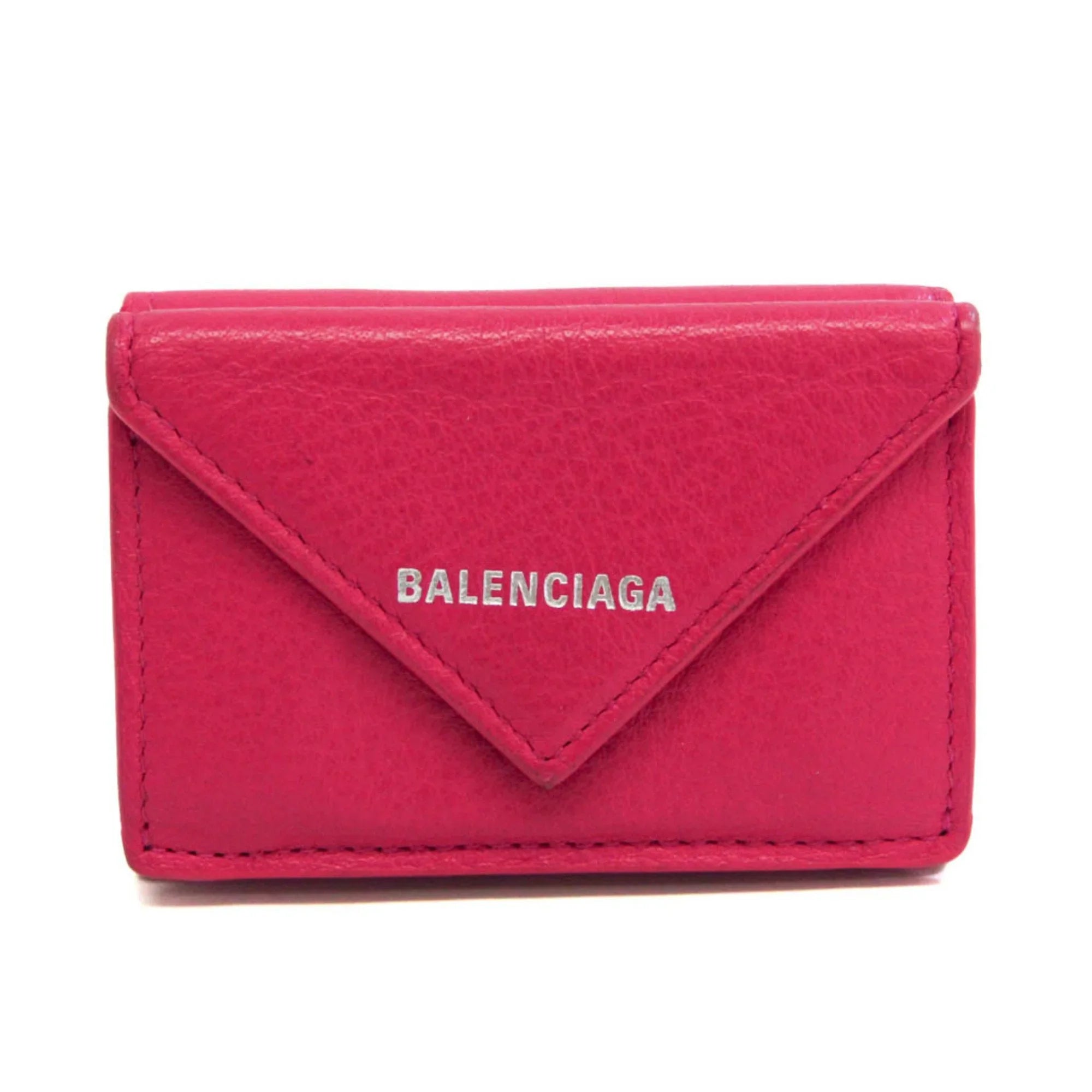 Wallet Women's (Good) Balenciaga Pink Papier Pre-Owned Leather (tri-fold) Mini 391446