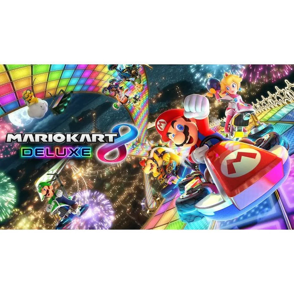 with Mario 8 Kart Blue Red Switch Membership with Month Bundle Deluxe Spinner & Joy-Con, 3 Nintendo Ptech &