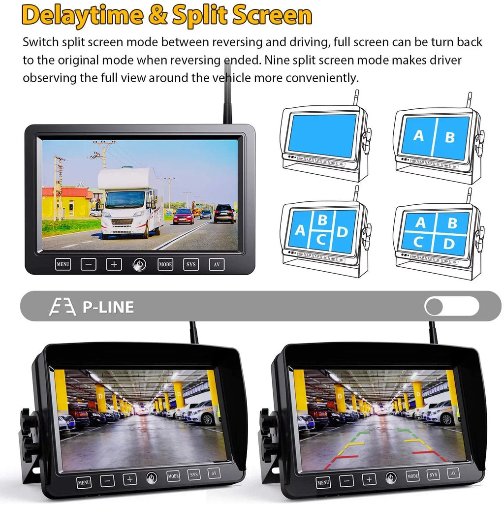 '+ Monitor Trailer, DVR Extra Camper, Kit Touch Camera with Monitor Button Xroose for Range 7” View Motorhome Rear Pickup Signal CM1 Recorder for Long 1080P RV Wireless Camera Truck Backup