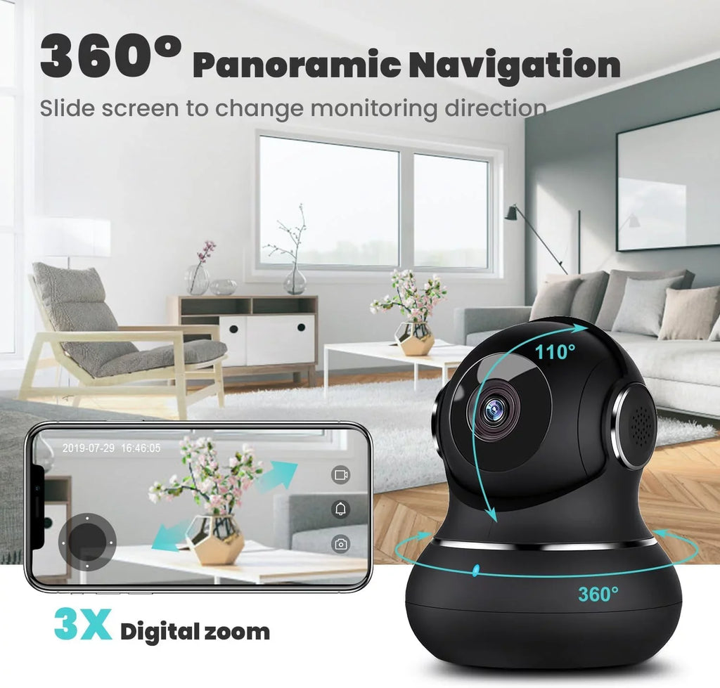 Litokam Indoor 360 Indoor for Security Motion Pet Home 2K Camera Detection, Camera, Cameras Pan/Tilt with Security