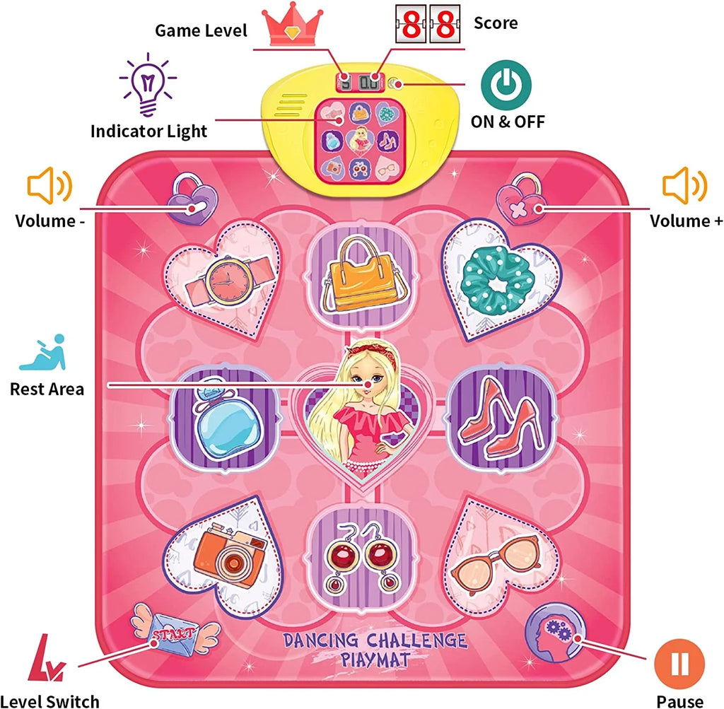 with 4 Dance Dance Kids Musical 5 7 Play with Christmas 3 Toys Lights, Year 9 Gift 5 6 Toy Old for Mat, Birthday Electronic Dance Girls 8 Game Modes, Mats for Game 10 Pink Pad Gifts
