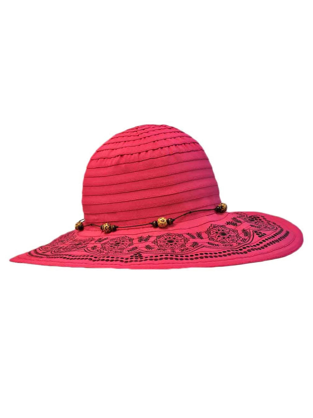 With Hot Pink Elegant Hat Floppy Trim