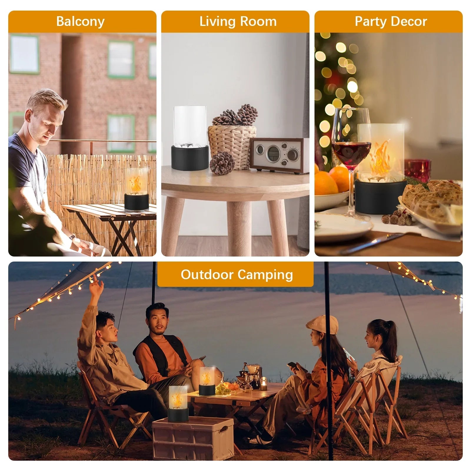 Fireplace Burning Gifts and Garden Bio Outdoor Balcony Smokeless Tabletop Indoor Bowl for Decor Time Fire Pit Fireplace Home Long Pot Bioethanol Birthday