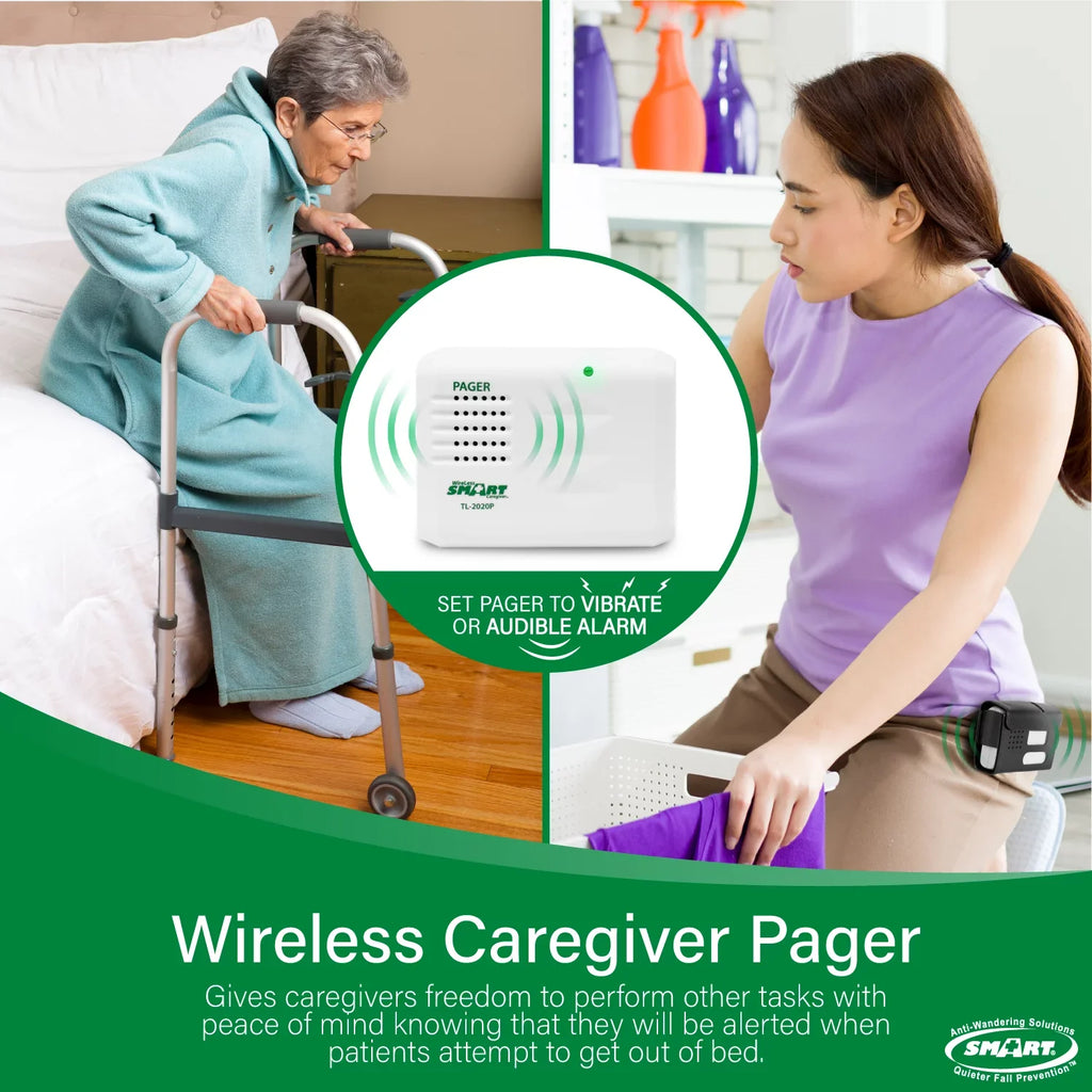 300' | Bed and Caregiver with with Up Fall Pager for Pad Caregiver Pad Alarm for Prevention 30" Medical Cordless Alerts Bed Weight Bed to System 10" x Sensor Alarm Smart Alarm Range | Wireless