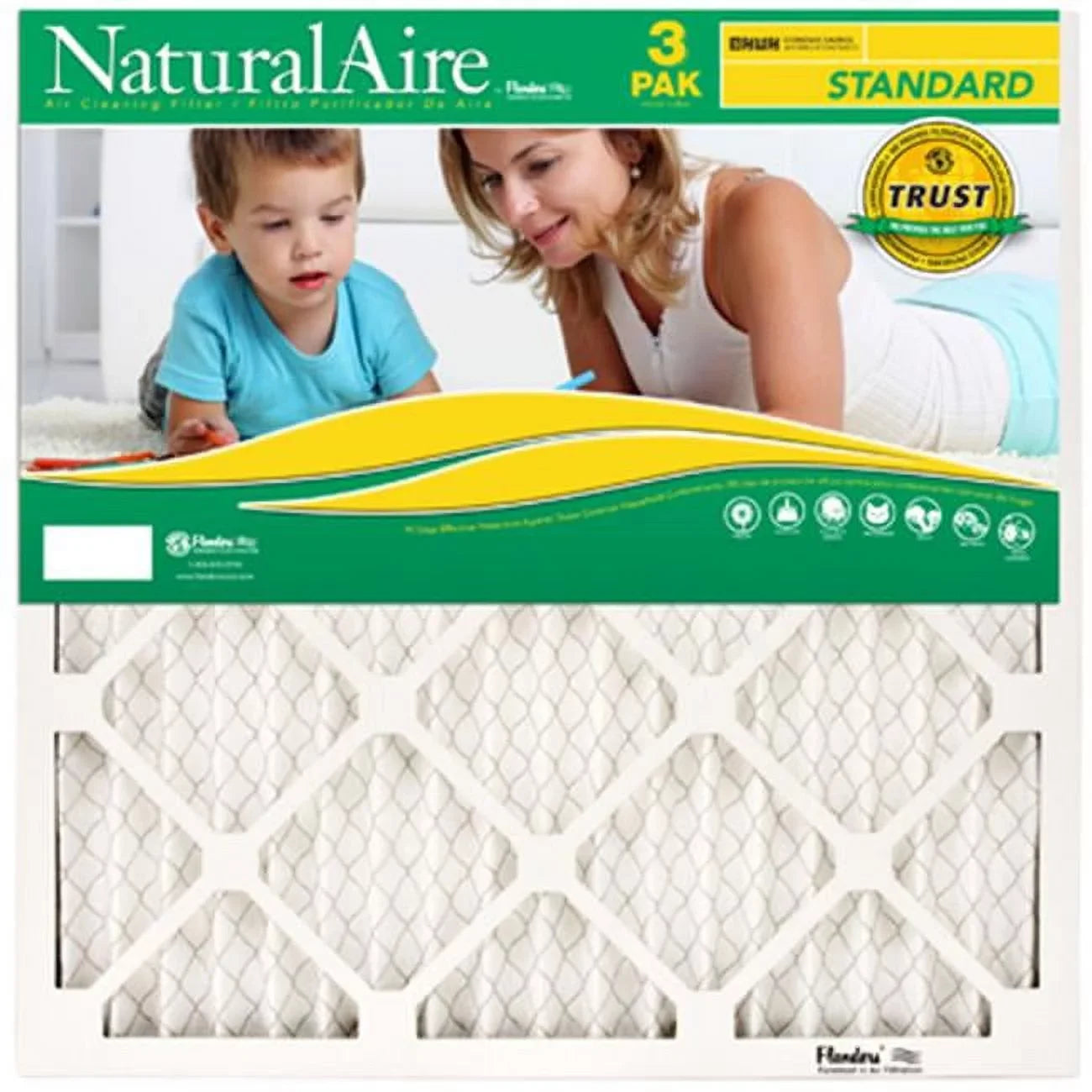 in. 87357.011625 Filter x Pack- 15.9 Pleated Air - Flanders 4 Pack Standard Of 3 24.9 Natural