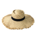 Edge Straw Brim Wide Blue Panama Natural Hat, Island Frayed